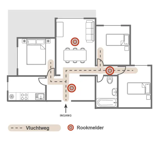 Plattegrond van een woning met één verdieping